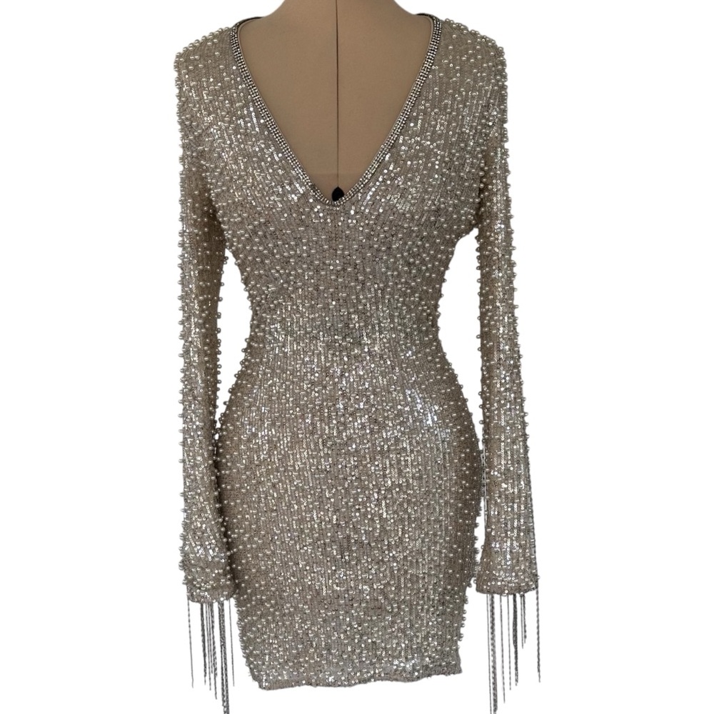 Akira Pearl and Sequin Mini Dress